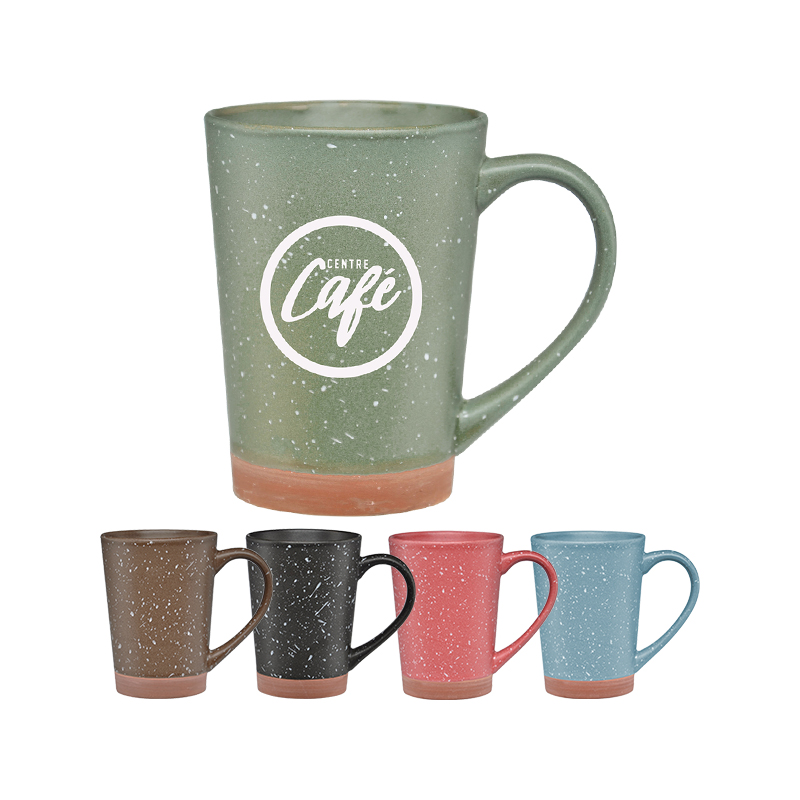 Custom 16 oz Ceramic Mug Bulk Hearth Collection - with retro speckle and logo