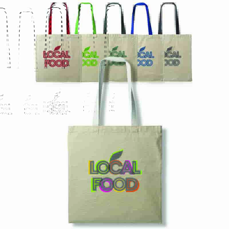 Custom Belgrade Cotton Canvas Tote Bags | Colored Handles