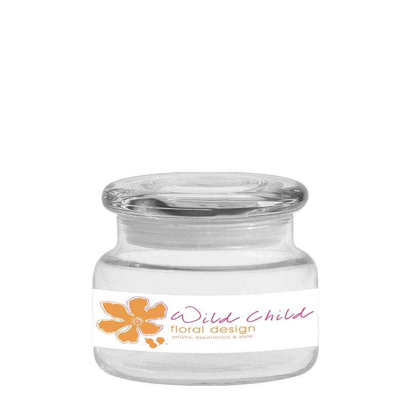 custom 8 oz apothecary jars bulk with glass lid and custom imprint