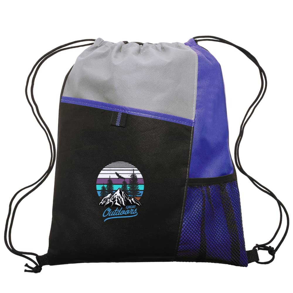 Custom Low as 12 Pieces - Drawstring Backpack w/Mesh Pocket 2 Low as 12 Pieces - Drawstring Backpack w/Mesh Pocket - Image 2