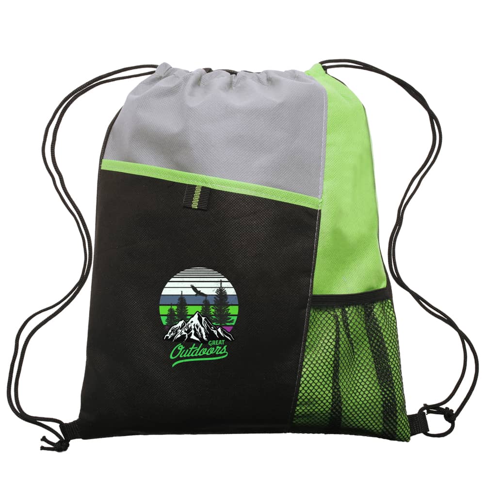 Custom Low as 12 Pieces - Drawstring Backpack w/Mesh Pocket 3 Low as 12 Pieces - Drawstring Backpack w/Mesh Pocket - Image 3
