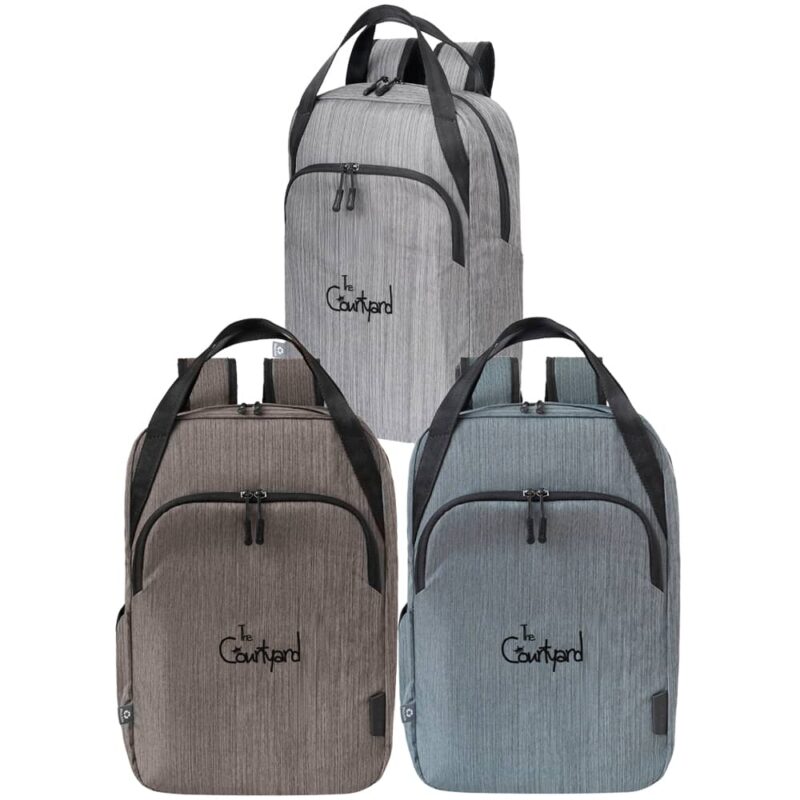 Recycled Heather Exec Backpacks fits all essentials with organizer