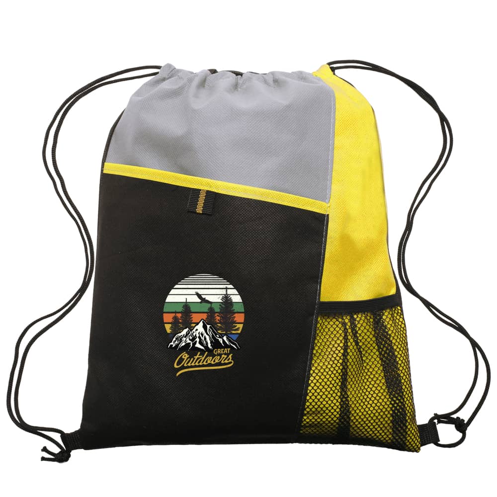 Custom Low as 12 Pieces - Drawstring Backpack w/Mesh Pocket 5 Low as 12 Pieces - Drawstring Backpack w/Mesh Pocket - Image 5