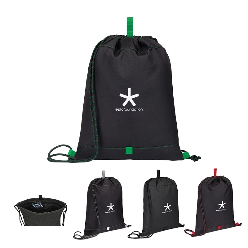 Personalized Repeat Recycled Poly Cinch-pack with Custom Imprint