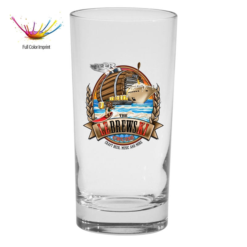 12.5 oz tall beverage glass - FULL Color Imprint